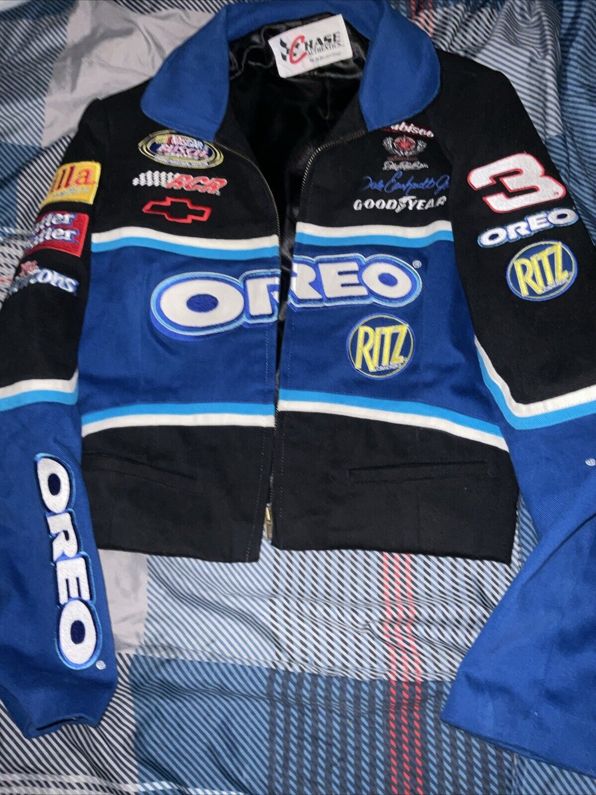 Y2K Dale Earnhardt Jr. Oreo Ritz Snack Nascar Jeff Hamilton Cropped Racing Jacket