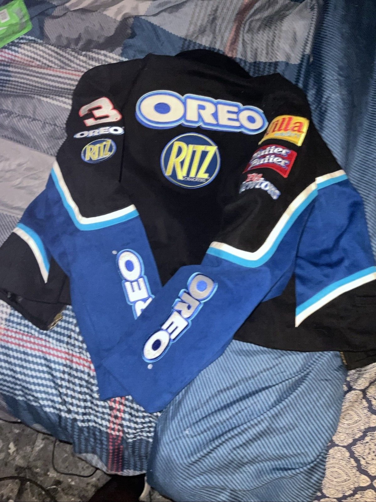 Y2K Dale Earnhardt Jr. Oreo Ritz Snack Nascar Jeff Hamilton Cropped Racing Jacket