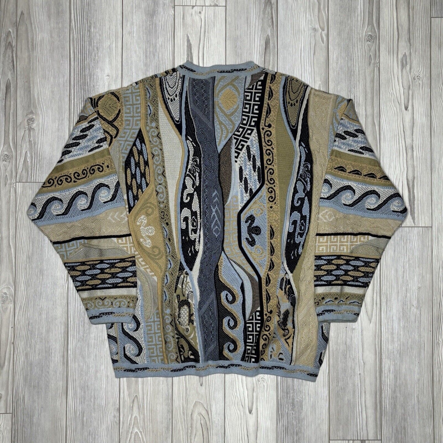 Vintage 90s Bergati Men's Coogi Style 3D Knit Sweater Biggie Hip Hop Jumperfsfdfs