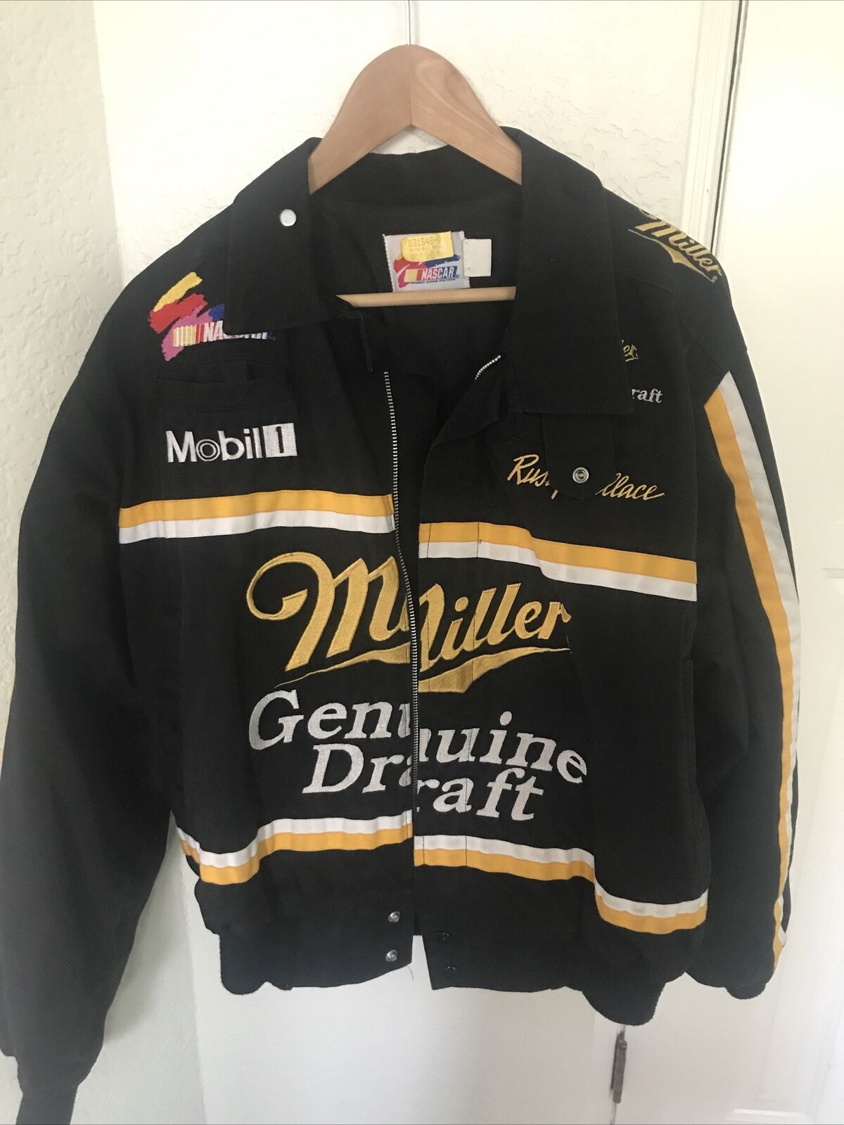 VTG 90s Rusty Wallace #2 Miller Genuine Draft Zip Up Racing Jacket NASCAR Bomber