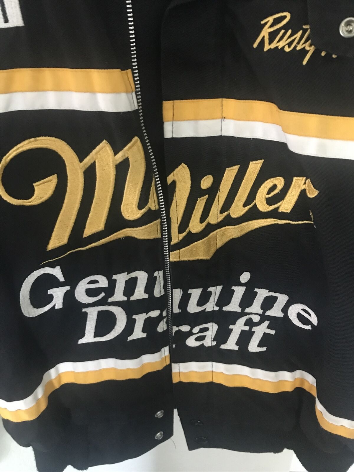 VTG 90s Rusty Wallace #2 Miller Genuine Draft Zip Up Racing Jacket NASCAR Bomber