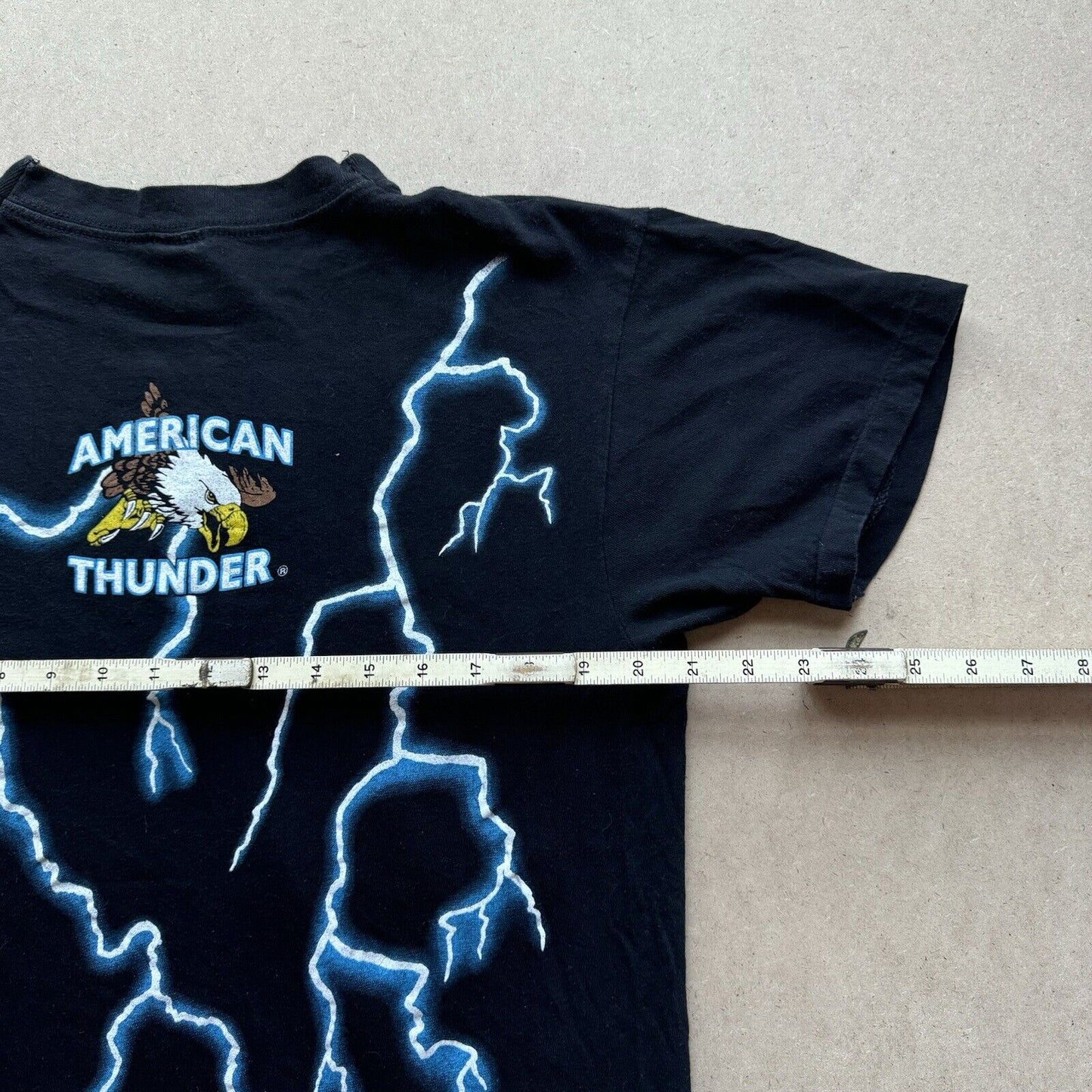 Super Rare Vintage 90s American Thunder Shirt "Don't Fear the Reaper" Skull Lightning Bolts AOP Single Stitch Graphic Tee